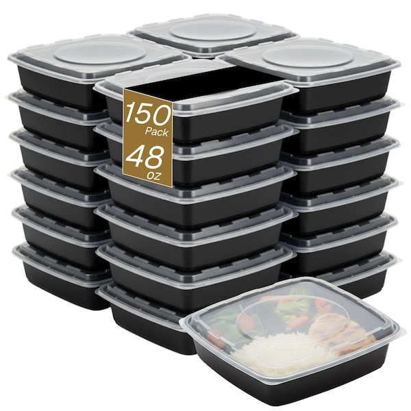 Eco Harmony Products Microwaveable Food Container, Square with Lid, 48oz, 150PK 804553 - main