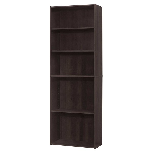 Homeroots 71" Cappuccino Wood Adjustable Bookcase 355724 - main
