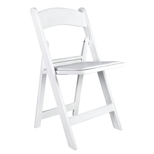 Chivari White Resin Folding Chair, Supports 500 lbs CFRW2-CX-T - main