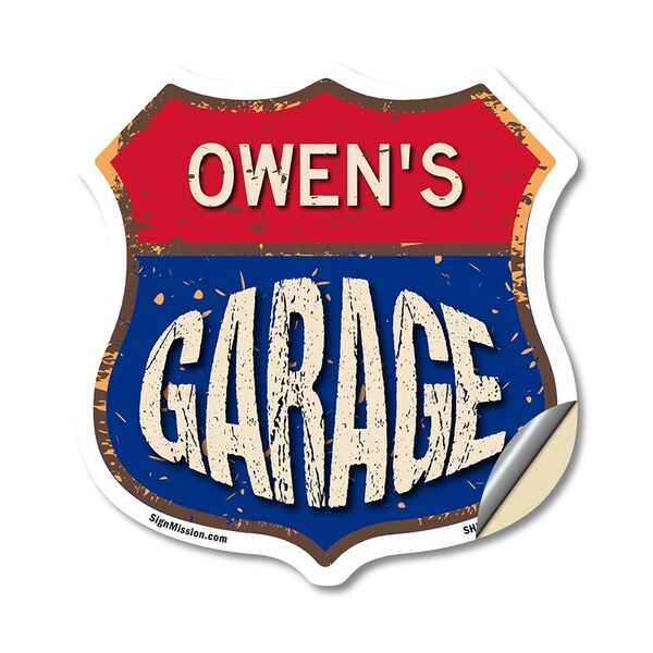 Signmission Owen's Garage, 18 Inch X 18 Inch, Vinyl Decal SHI-D-18-383-OWEN - main