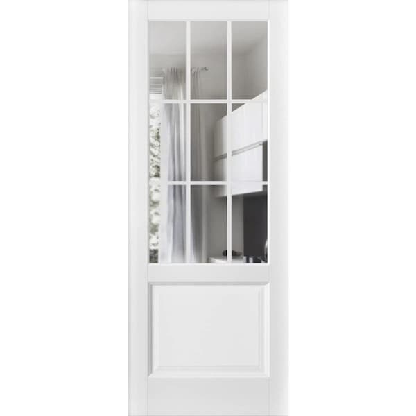 Sartodoors Slab Barn Door Panel, Felicia 3599 White Silk with Clear Glass, Sturdy Finished Doors, Pocket Clo FELICIA3599S-WS-32 - main