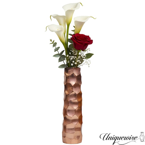 Uniquewise Large Decorative Modern Metal Honeycomb Design Table Flower Vase in Gold, 15-Inch Height QI004247.L - main