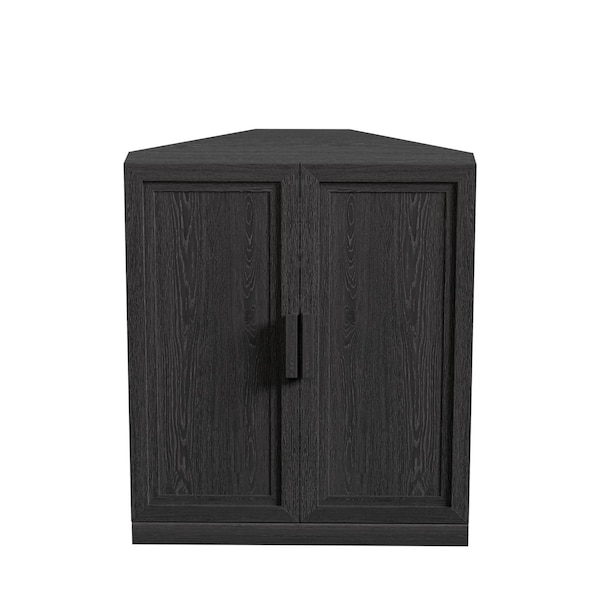 Homeroots 31in Black Wood Corner Accent Cabinet 693404 - main