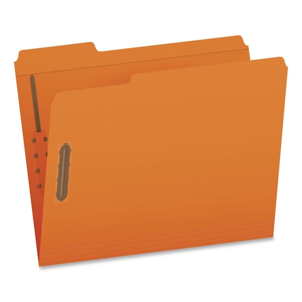 Pendaflex Colored Top Tab Fastener Folders, 1/3-Cut Tab: Assorted, Exp 0.75", 2 Fastener, Letter, Orange, 50PK 1007029 - main