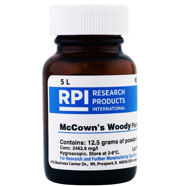 Rpi McCown's Woody Plant Medium with Vitamins, Powder, 12.3g/Makes 5 Liters M23000-5.0 - main