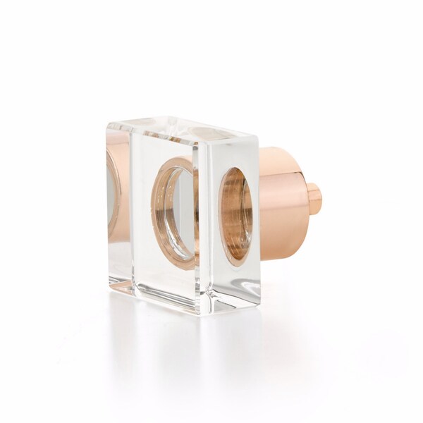 Schaub City Lights Square Glass Knob Polished Rose Gold Finish 57-PRG - main