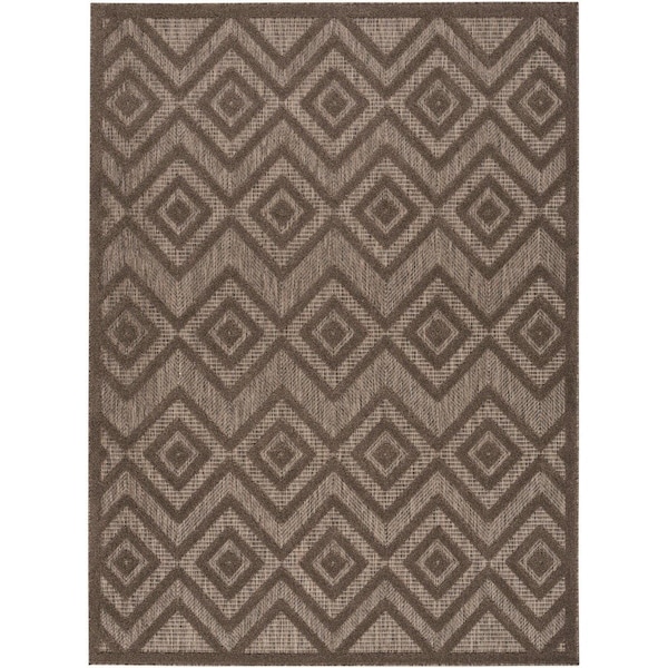 Homeroots 6' X 9' Dark Brown And Light Brown Geometric Indoor Outdoor Area Rug 550157 - main