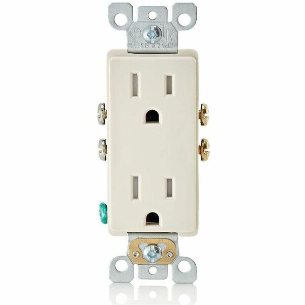 Leviton Duplex Decora Receptacle, 15 Amp, 125 Volt T5325-ST - main