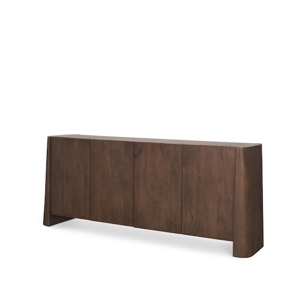 Homeroots 81in Brown Solid Wood Sideboard Soft Close with Four Doors 611028 - main