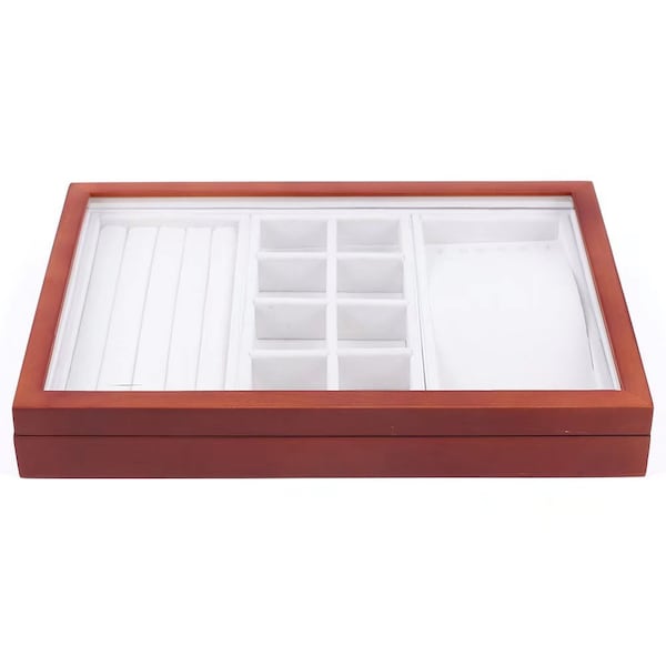 Homeroots Maple Brown Multi Function Wooden Jewelry Organizer Box 475785 - main