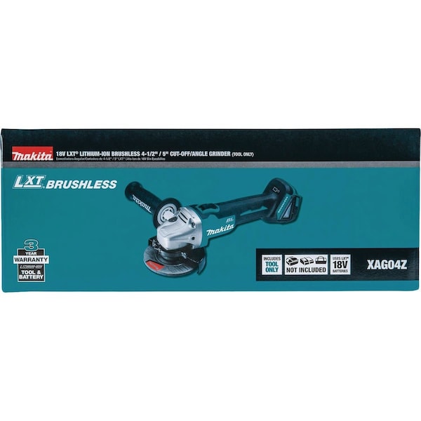 Makita 18V LXT Lithium-Ion 4-1/2'' - 5'' Brushless Cordless Angle Grinder/Cut-Off Tool, Tool Only XAG04Z - main
