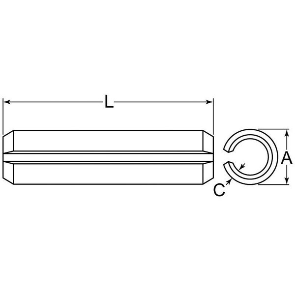 Huyett Slotted Spring Pin, Standard Duty, Passivated 316 Stainless Steel, 0.375 in Dia x 2.000 in Length SPS6P-375-2000 - main