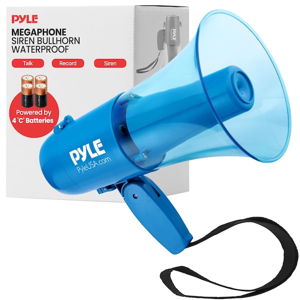 Pyle 30W Megaphone Bullhorn Speaker, Rechargeable Battery with Siren, LED Lights, Adjustable Volume, and PMP36WLT - main
