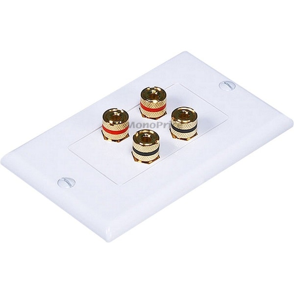 Monoprice High Quality Banana Binding Post Two-Piece Inset Wall Plate for 2 Speakers 3325 - main