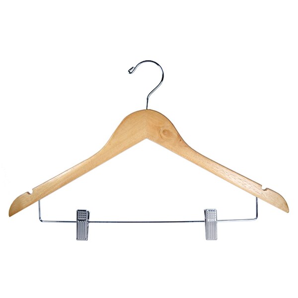 Rdi Womens Hanger Natural Flat Standard Chrome Hookwith Clips 100cs, 100PK HGW-NFL-STC1 - main