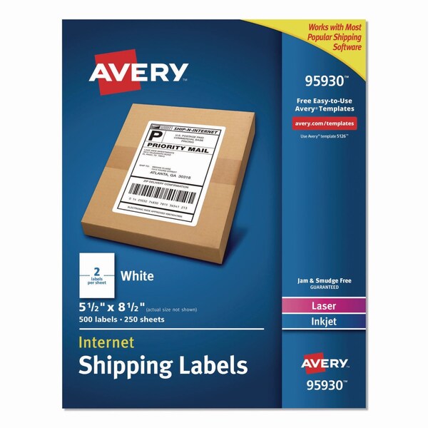 Avery Dennison 5-1/2" x 8-1/2" White Shipping Labels, Pk250 7278295930 - main
