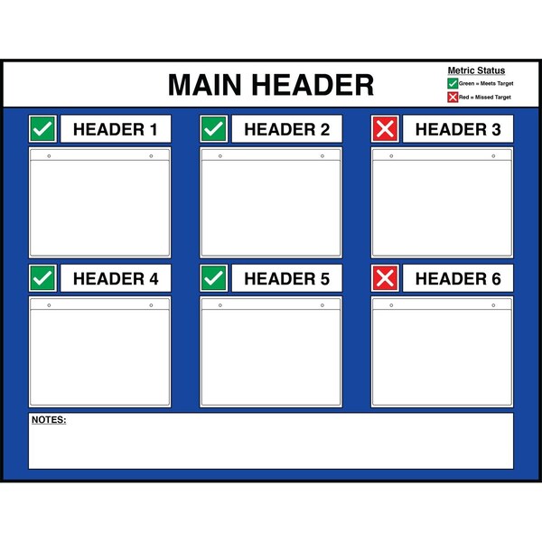 5S Supplies Lean Metric Board 46in x 36in ACRYLIC LMB-4636-ACRYLIC-NOSTAND-STANDARD - main