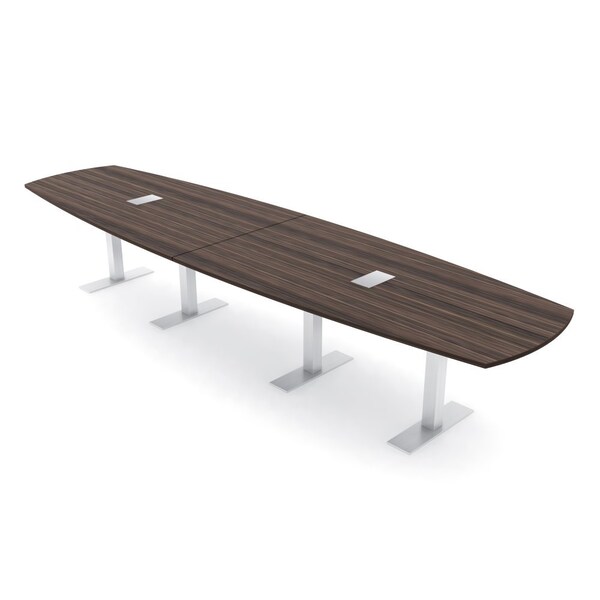 Skutchi Designs Arc Boat Conference Table With Power, 48 in W, 168 in L HAR-ABOT-48X168-T-H3041-ESIL - main