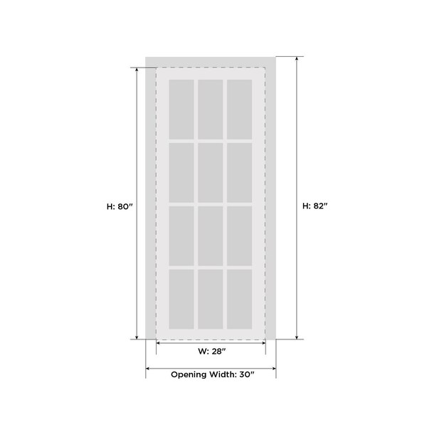 Sartodoors Solid French Door 28 x 80in, Planum 0660 Painted White W/ Frosted Glass, Sgl Panel Frame Trim PLANUM0660ID-BEM-28 - main
