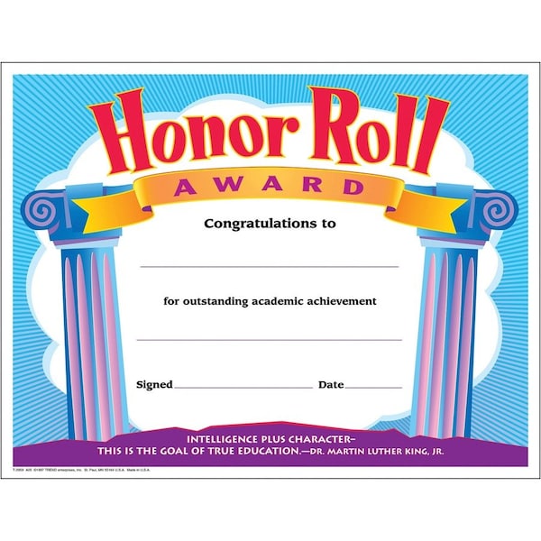 Trend Enterprises Honor Roll Award Colorful Classics Certificates, PK180 T2959 - main