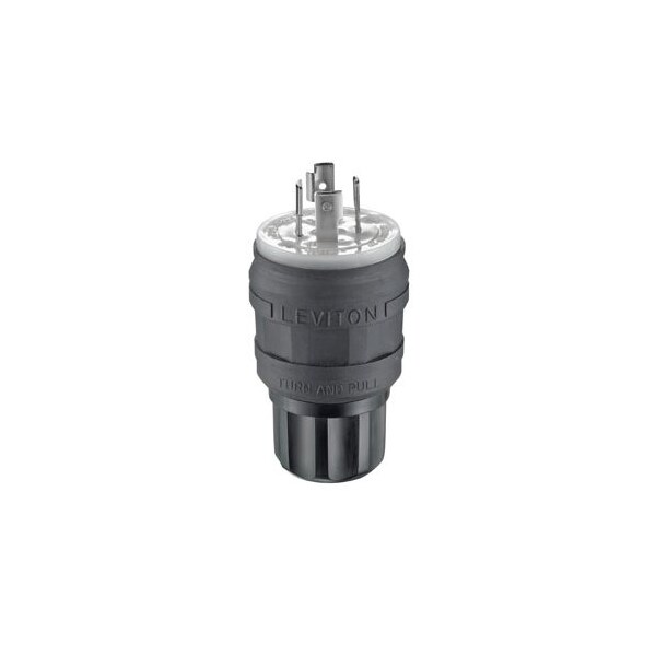 Leviton Watertight Locking Plug, L16-20P, 20 A, 480V AC, Three Phase, 3 Pole, Screw Terminals, Black 26W76-B - main