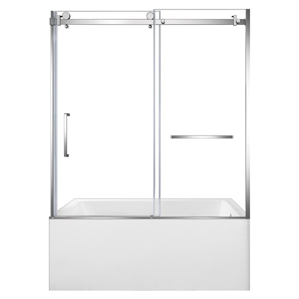 Kingston Brass 60" Acrylic Alcove Right-Hand Drain Tub with Left Sliding Tub Door, White/Polished Chrome KVTDE603122R1 - main