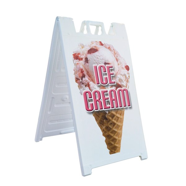 Signmission Ice Cream, A-Frame & 2 Decals Installed, Heavy-Duty Plastic Frame SBHD-D-2436-Ice Cream - main
