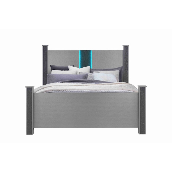Global Furniture Usa Contemporary Logan Silver Full Bed With Led And Speakers 7404 - main