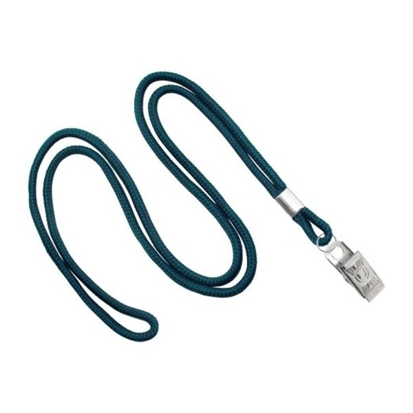 Brady LANYARD STANDARD, TEAL, ROUND WOVEN LANYARD W/NICKEL PLATED STEEL BULLDOG CLIP 2135-3266 - main