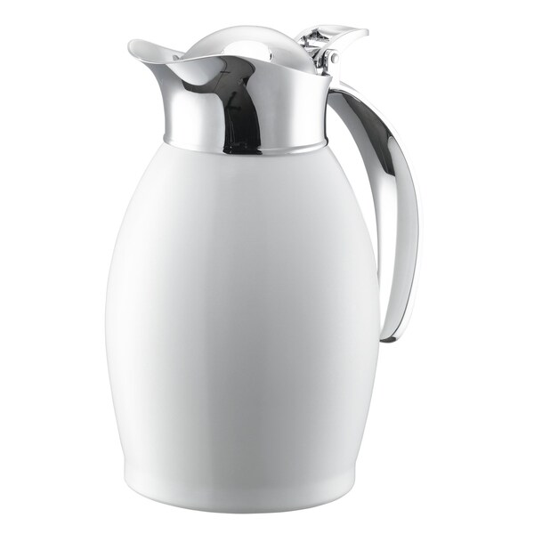 Service Ideas Nicollet Series 0.6-Liter Stainless Vacuum Insulated Carafe with Flip-Top Lid in Radiant White NIC06BSWH - main