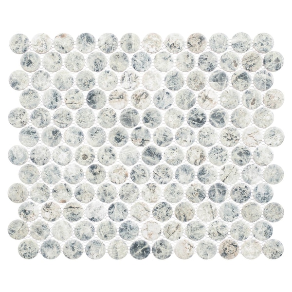 Andova Tiles Estavo Grey 3/4-in. Penny Round Stone Inspired Matte Porcelain Floor & Wall Mosaic Tile ANDESTA1253 - main
