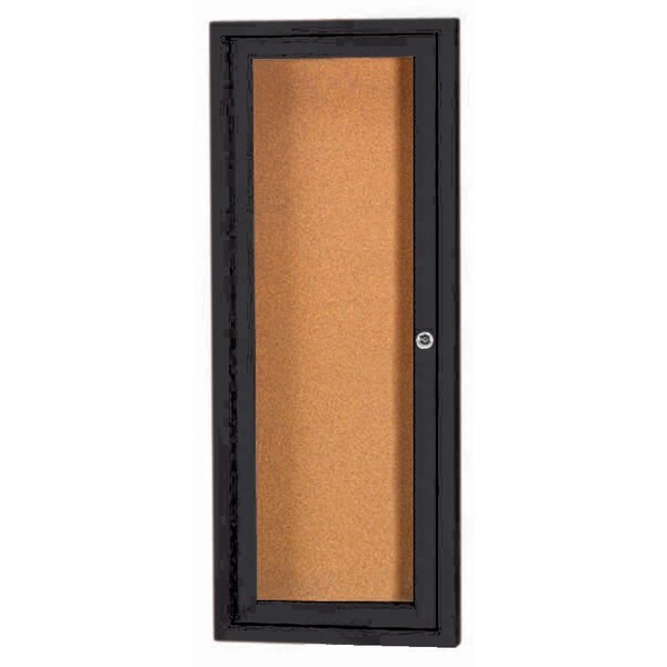 Aarco Enclosed Natural Pebble Grain Cork Bulletin Board w/ Black Powder Coated Al Frame, 36''Hx12''W DCC3612RBK - main