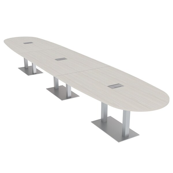 Skutchi Designs Boval Conference Table With Power Unit, 48 in W, 192 in L, Ivory HAR-BOVL-48X192-DOU-K458-ESIL - main