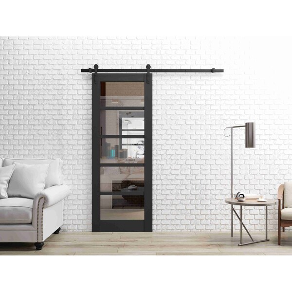 Sartodoors Sturdy Barn Door Black Solid Core Modern Interior QUADRO4522BD-B-BLK-18 - main