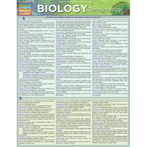 Barcharts Biology Terminology Quickstudy Easel 9781423221517 - main