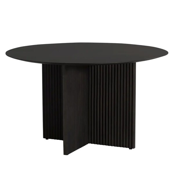 Homeroots 52" Dark Brown Solid Wood Cross Leg Base Round Top Dining Table 712817 - main
