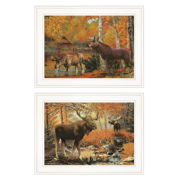 Homeroots Set Of Two Call of the Wild 1 White Framed Print Wall Art, 2PK 407193 - main