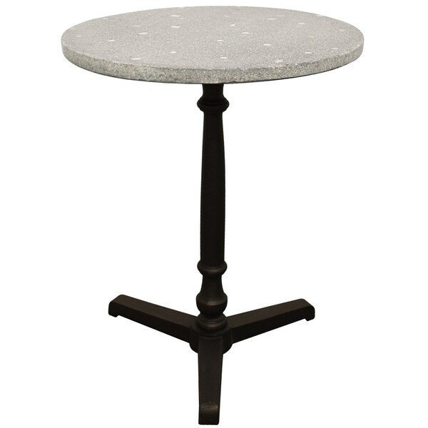Homeroots 24" Gray And Black Stone And Iron Round Dining Table 488590 - main