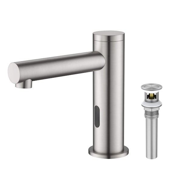 Kibi Circular Touchless Bathroom Faucet with Pop-Up Drain, Plug-In or Battery Powered C-KBF1029BN - main