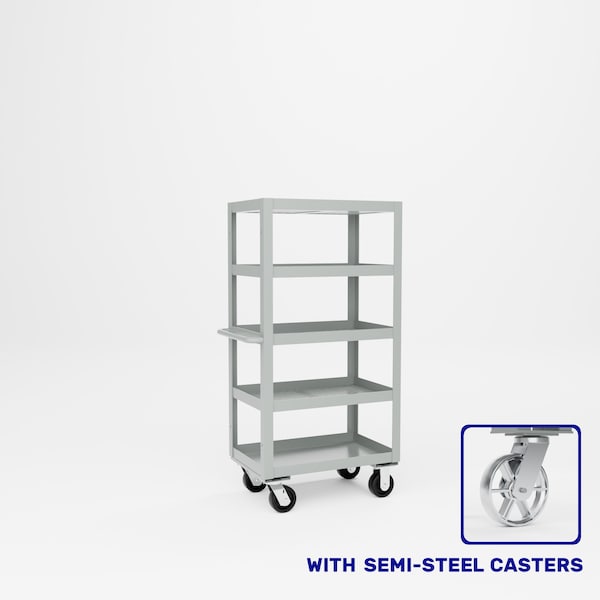 Pucel Five Shelf Expanded Metal Stock Cart, 28 in W x 56 1/4 in H x 18 in D, Light Blue X-1828-S - main