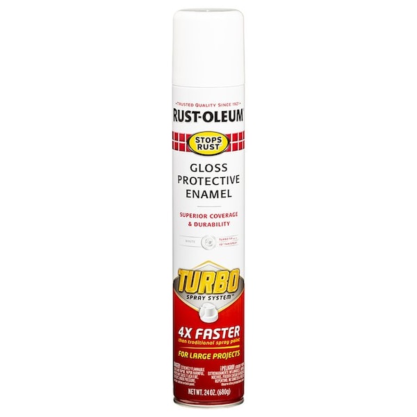 Turbo Stops Rust 24 Oz Rust-Oleum White Protective Enamel Spray Paint, Gloss 334133 - main