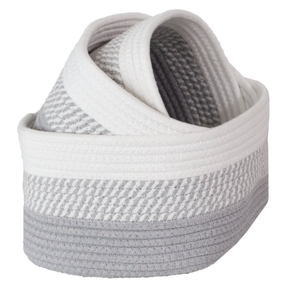 Home-Complete 3-Piece Storage Basket Set Small, Medium, and Large Rope Baskets for Makeup, Towel, or Office, Gray ST-HOME5-GRY - main