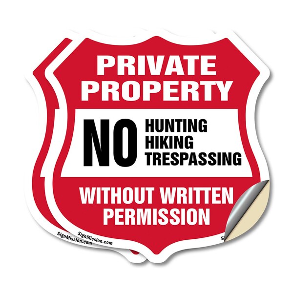 Signmission Private Property Shield Sign No Hunting, 6 inch X 6 inch, Vinyl Decal, 2PK SHI-D-2PACK-6-450 - main