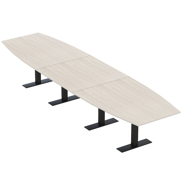 Skutchi Designs 16ft Boat Conference Table With Power | Harmony Series | 16 Person Meeting Room Table HAR-BOT-48X192-T.BK-K458-NA - main