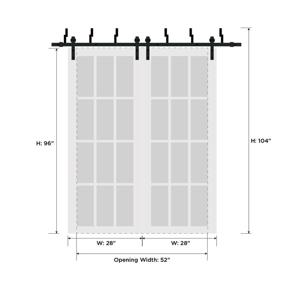 Sartodoors Barn Bypass Interior Door, 56" x 96", White QUADRO4115BBB-WS-5696 - main