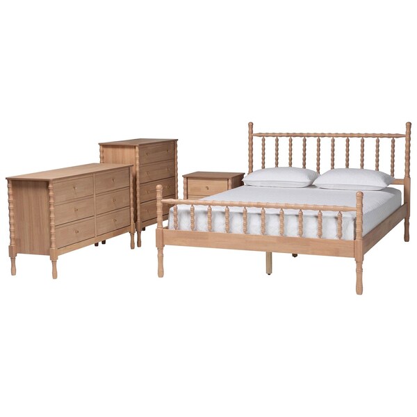 Baxton Studio Laurent Bamboo-Style 4-Piece Bedroom Set, Queen 266-14563-14566-14565-14564-ZORO - main