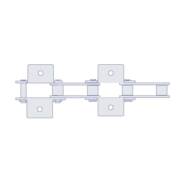 Hkk Chain HKK Double Pitch Riv Standard Conveyor w/K-1 Att Every 2nd P on Pin Link, 1.25P, .4 Dia x 3/8 W DC050RK1E2P - main