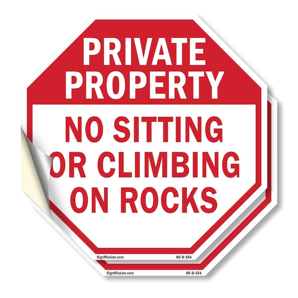 Signmission Private Property No Sitting or Clim, 4 inch X 4 inch, Vinyl Decal, 2PK OC-D-2PACK-4-154 - main