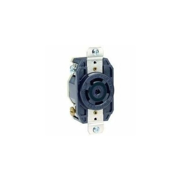 Leviton Flanged Locking Receptacle, L23-30R, 30 A, 347/600V AC, Three Phase, 4 Pole, Flush Mount, Black 2830 - main