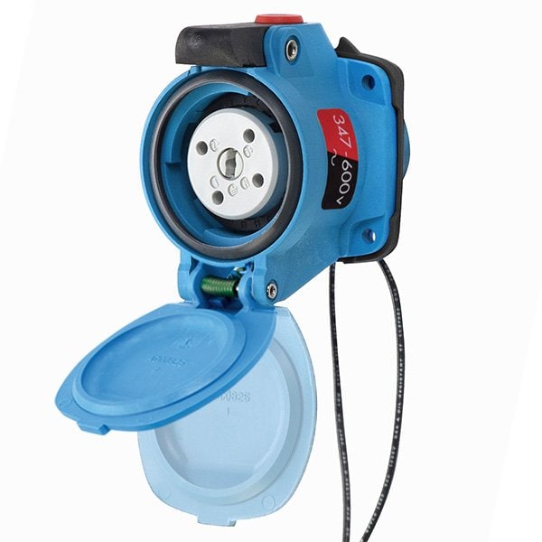 Meltric DSN20 RECEPTACLE POLY BLUE SIZE 1 TYPE 4X IP 69 3P+N+G 20 A 347/600 VAC 60 Hz +2 AUX 63-14147-972 - main